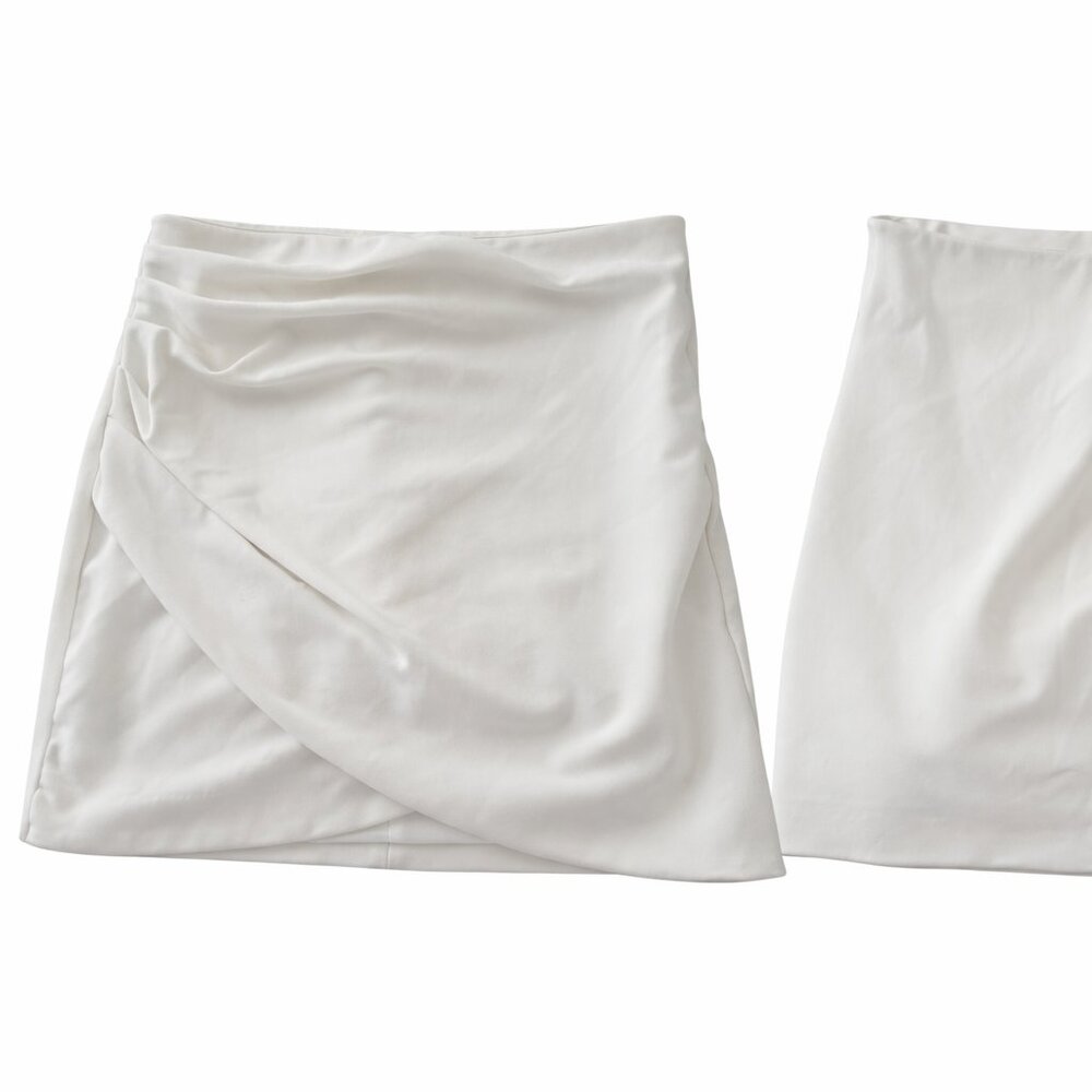 ZARA White Draped Mini Skirt – Size L